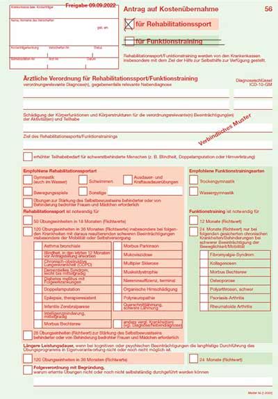 Rehasport Verordnung mit Formular 56